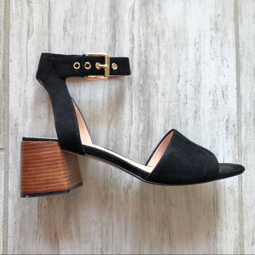 J Crew Wide Strap Penny Sandals - black suede 9